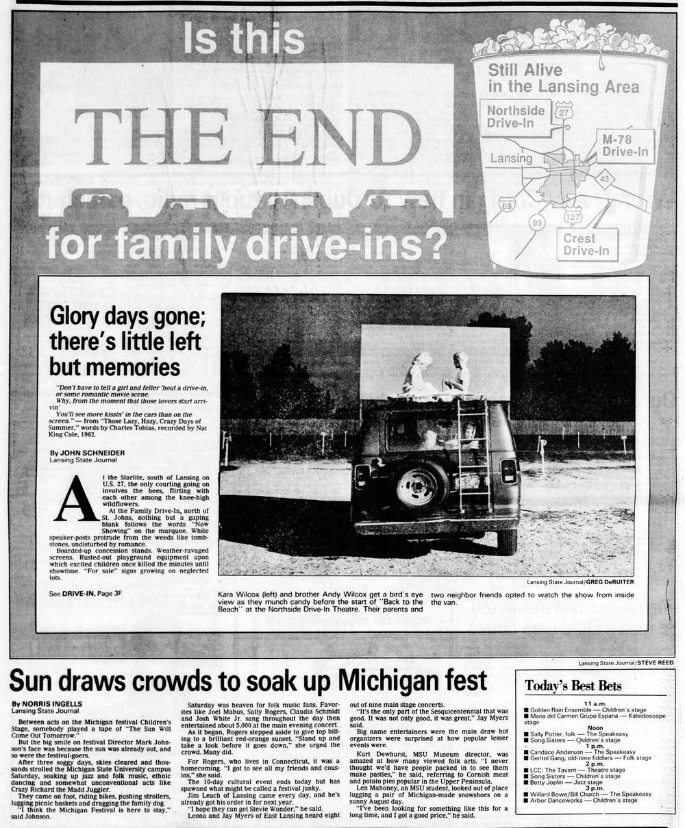 Family Drive-In Theatre - Aug 30 1987 Article On Closing Of Drive-Ins